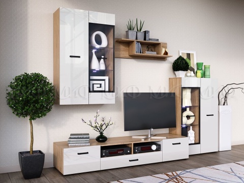 Гостиная Ницца NEW МДФ  №1 (Ш-2800 x В-2000 x Г-520 мм)/Разные Цвета